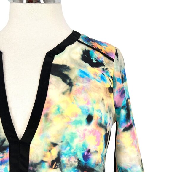 Parker Alfie Multicolor Abstract Print Dress Contrast Trim Size Small - Picture 4 of 14